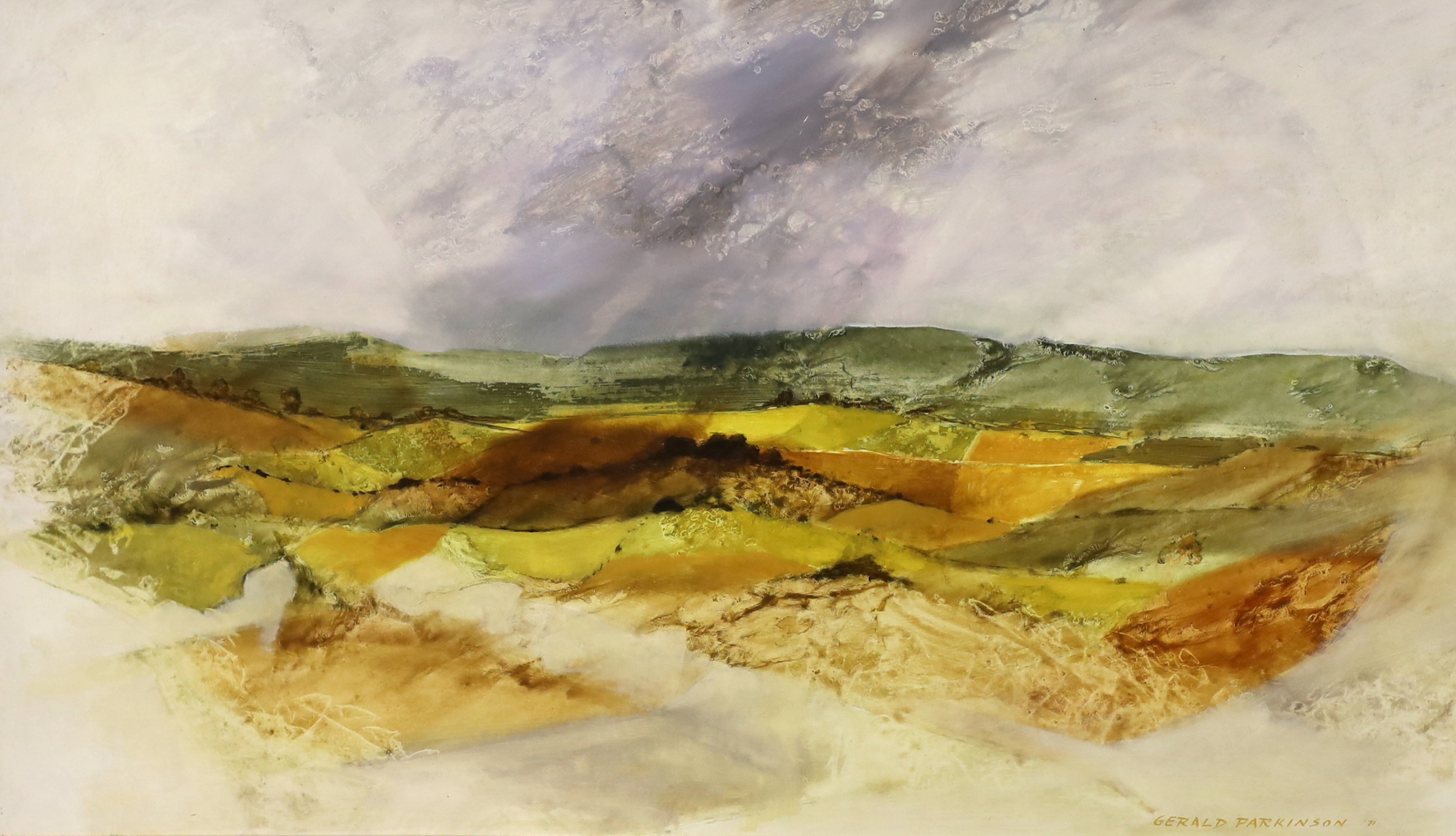 Gerald Parkinson (b.1926), oil on board, Downs landscape, signed and dated 1971, inscribed verso, 99 x 59cm